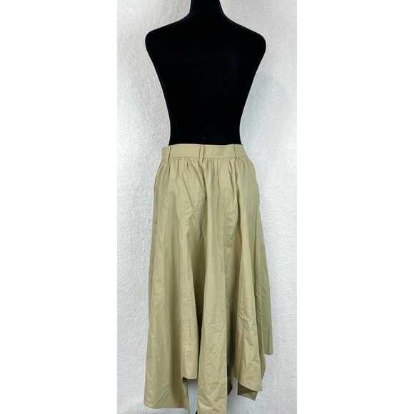 ULLA JOHNSON • Tan Helaine Asymmetrical Handkerchief Hem High-Waisted Midi Skirt - Picture 7 of 16